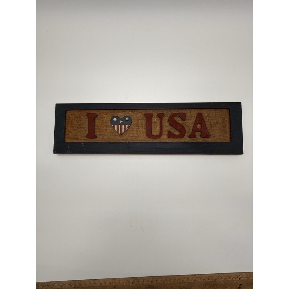 Vintage I ❤️USA Red & Blue Wooden Sign Wall Sign 19.5 X 6